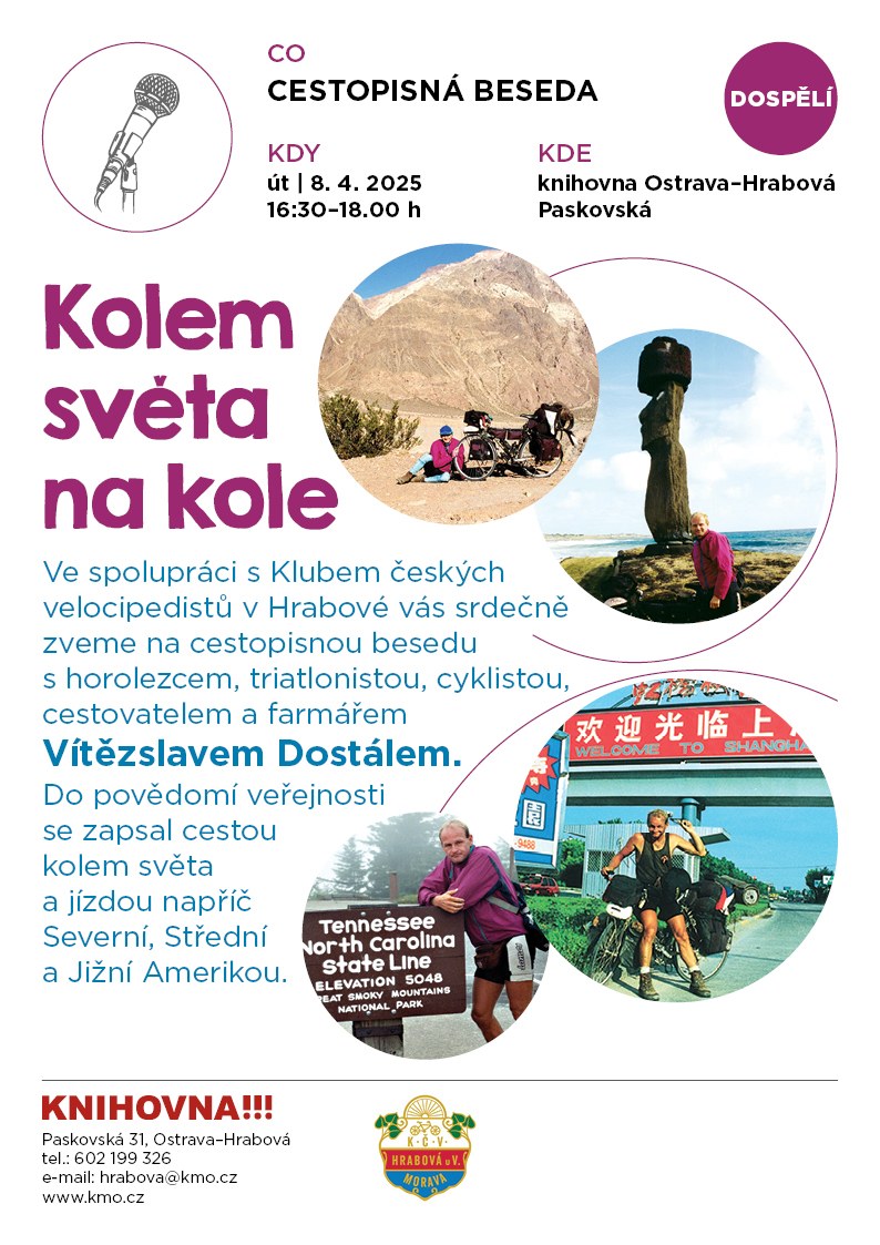 CESTOPISNÁ BESEDA V KNIHOVNĚ: KOLEM SVĚTA NA KOLE 