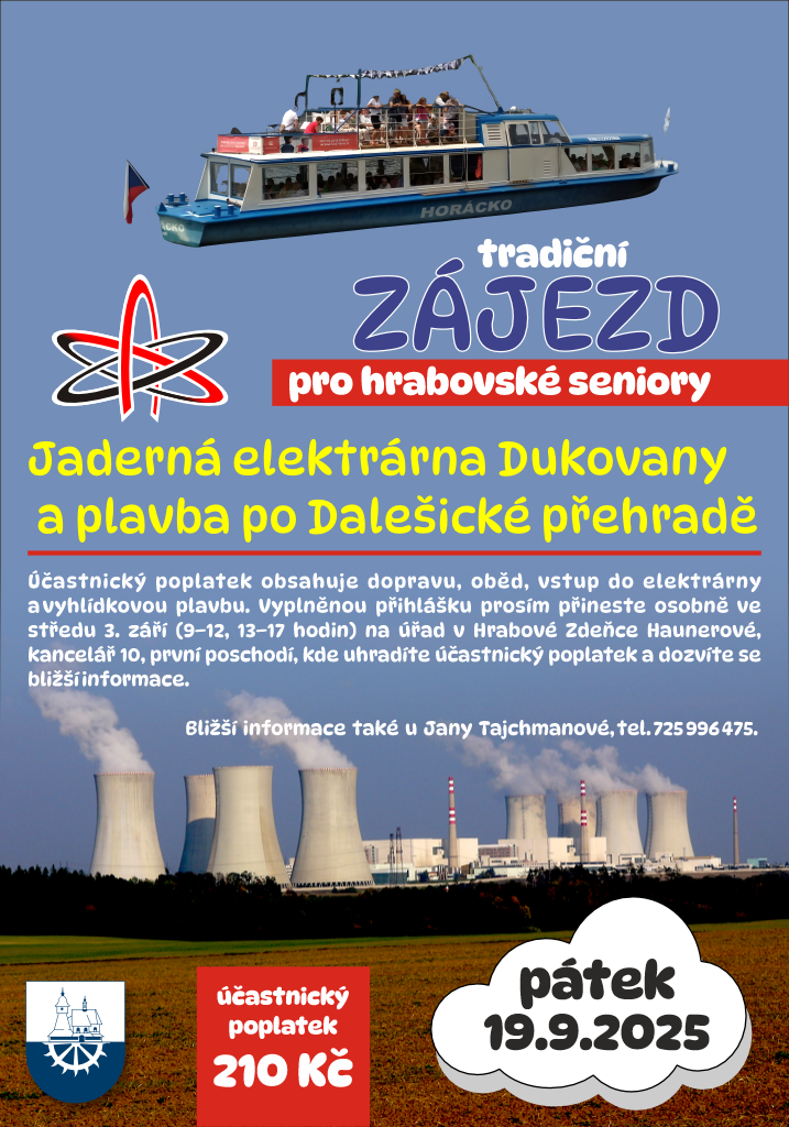 Zájezd pro seniory – za poznáním do Dukovan, za odpočinkem na přehradu