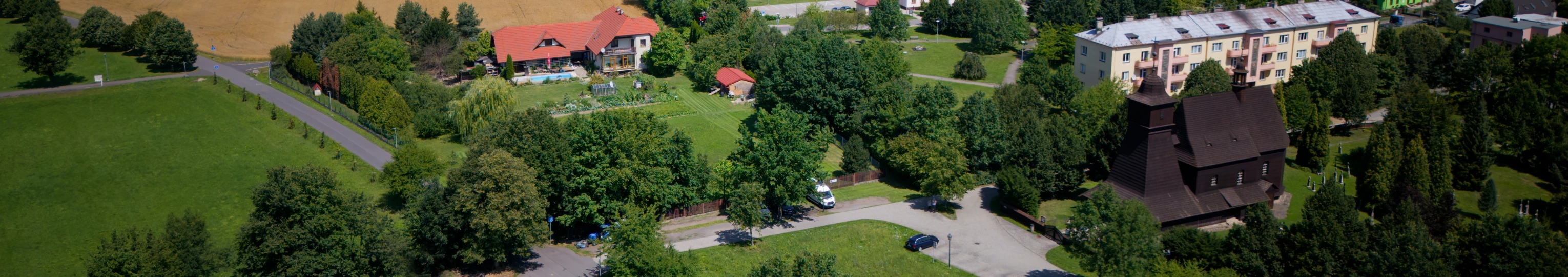 pohled z ptačí perspektivy na obec Hrabová