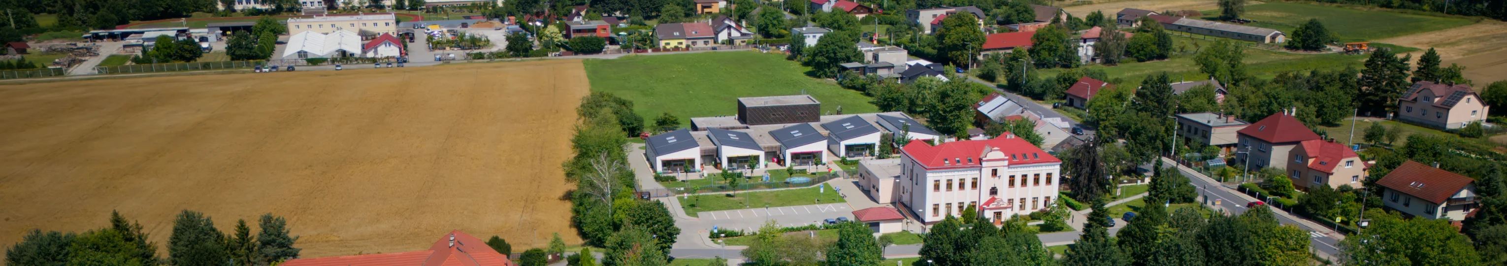 pohled z ptačí perspektivy na obec Hrabová