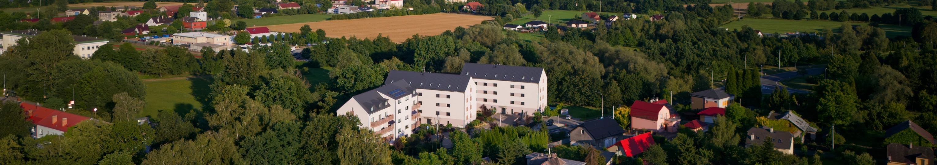 pohled z ptačí perspektivy na obec Hrabová